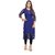 BHAGYASHRAY Women Blue Amarican Crepe And Lace Work kurti