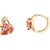 SILVER SHINE Sensational Red White Diamond Alloy Hoop Earring