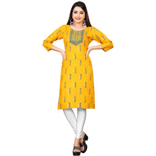                       Sharda Creation Mustard Colour Printed Kurti                                              