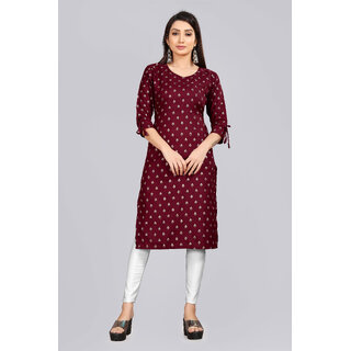                       Sharda Creation  Maroon Colour  Foil Printed Kurti                                              