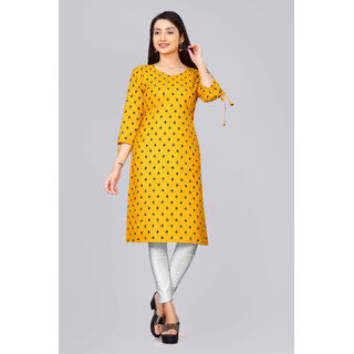                       Sharda Creation Musturd Colour  Foil Printed Kurti                                              