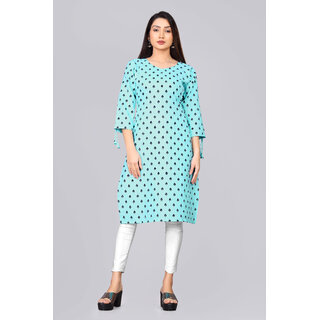                       Sharda Creation  Sky Blue Colour  Foil Printed Kurti                                              