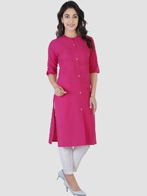 BHAGYASHRAY Women Pink Cotton and show buttons kurti (Pink,XS)