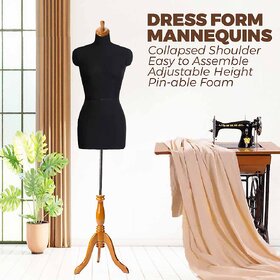 Locomoto Female Mannequin - Female Dress Form Natural Wooden Base Mannequin Premium Store Display Dummy (Size-08)