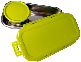 Lunch Box 580ml Air Tight Insulated Tiffin Box with 1 Leak-Proof Small Steel Container(Stainless Steel,1 Pcs,Green)