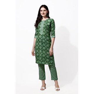                       Sharda Creation Green Colour Printed kurta Set                                              