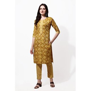                       Sharda Creation Golden Printed kurta Set                                              