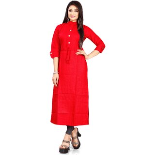 BHAGYASHRAY Women Blue Cotton Designer kurtas Sleeves High Neck Trending Long Kurti