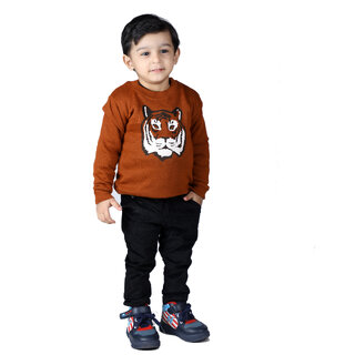                       Kid Kupboard Sweatshirt For Boy's (6-7 Years, Brown, Winter Wear, Cotton)                                              