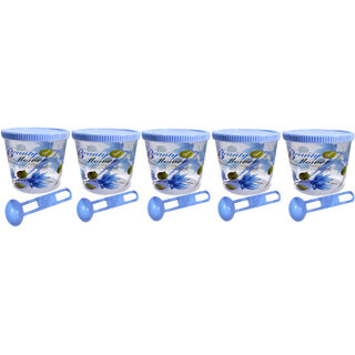 Mannat Print Plastic Round Shape Storage Jar and Container with Spoon Airtight Kitchen Containers(5pcsx250mlEach,Blue) Mannat Print Plastic Round Shape Storage Jar and Container with Spoon Airtight Kitchen Containers(5pcsx250mlEach,Blue)