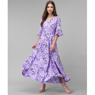                       Raabta Fashion Women Purple Georgette Western Wear Gown Dress                                              