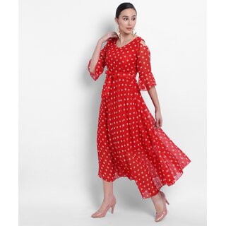 Buy Raabta Fashion Women Red Crepe Western Wear Ethnic Dress Dress