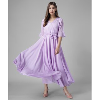                       Raabta Fashion Women Purple Georgette Western Wear Empire Waist Dress                                              