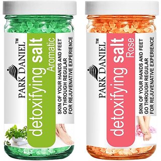                       PARK DANIEL Premium Aromatic & Rose Bath Salt- For Radiant & Refreshing Skin- Pedicure & Manicure Salt Combo Pack Of 2 Jars of 200 gms(400 gms) (400 g)                                              