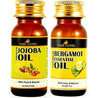                       PARK DANIEL Premium Jojoba Carrier oil and Bergamot Essential oil combo of 2 bottles of 30 ml- Pure and Natural(60 ml) (60 ml)                                              