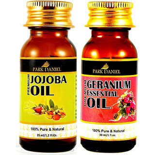                       PARK DANIEL Premium Jojoba Carrier oil and Geranium Essential oil combo of 2 bottles of 30 ml- Pure and Natural(60 ml) (65)                                              