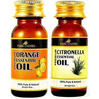                       PARK DANIEL Premium Orange and Citronella Essential oil combo of 2 bottles of 30 ml- Pure and Natural(60 ml) (60 ml)                                              