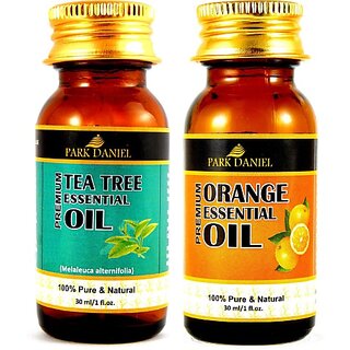                       PARK DANIEL Premium Tea tree essential oil and Orange essential oil- 100% Pure and Natural Combo pack of 2 bottles of 30 ml(60 ml) (60 ml)                                              