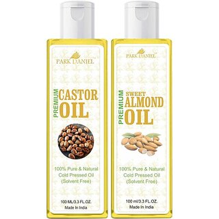                       PARK DANIEL Premium Sweet Almond Oil and Castor oil Combo pack of 2 No.100 ml Bottles(200 ml) (200 ml)                                              