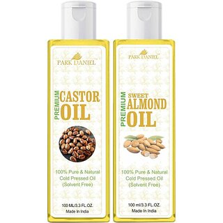PARK DANIEL Premium Sweet Almond Oil and Castor oil Combo pack of 2 No.100 ml Bottles(200 ml) (200 ml) PARK DANIEL Premium Sweet Almond Oil and Castor oil Combo pack of 2 No.100 ml Bottles(200 ml) (200 ml)