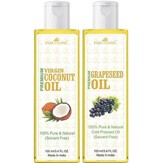                       PARK DANIEL Premium Grapeseed oil and Virgin Coconut oil combo pack of 2 bottles of 100 ml(200 ml) (200 ml)                                              
