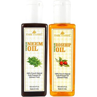 PARK DANIEL Organic Rosehip oil and Neem oil - Natural & Undiluted combo of 2 bottles of 100 ml (200ml) (200 ml) PARK DANIEL Organic Rosehip oil and Neem oil - Natural & Undiluted combo of 2 bottles of 100 ml (200ml) (200 ml)
