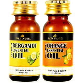 PARK DANIEL Premium Bergamot and Orange Essential oil combo pack of 2 bottles of 30 ml- Pure and Natural(60 ml) (60 ml) PARK DANIEL Premium Bergamot and Orange Essential oil combo pack of 2 bottles of 30 ml- Pure and Natural(60 ml) (60 ml)