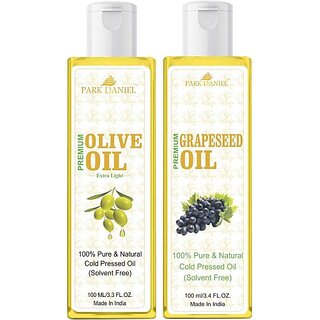                       PARK DANIEL Premium Grapeseed oil and Extra Light Olive oil combo pack of 2 bottles of 100 ml(200 ml) (200 ml)                                              