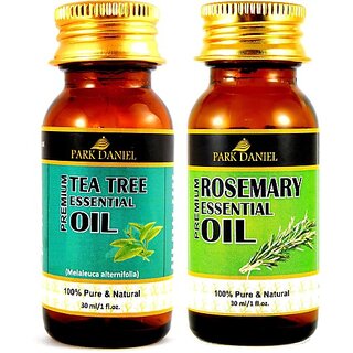                       PARK DANIEL Premium Tea tree essential oil and Rosemary essential oil- 100% Pure and Natural Combo pack of 2 bottles of 30 ml(60 ml) (60 ml)                                              