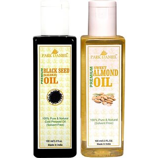                       PARK DANIEL Premium Sweet Almond oil and Black seed oil(Kalonji) combo pack of 2 bottles of 100 ml(200 ml) (200 ml)                                              