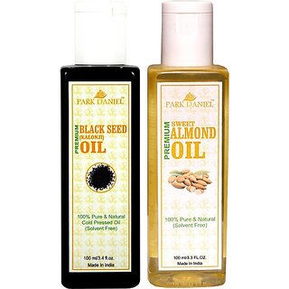 PARK DANIEL Premium Sweet Almond oil and Black seed oil(Kalonji) combo pack of 2 bottles of 100 ml(200 ml) (200 ml) PARK DANIEL Premium Sweet Almond oil and Black seed oil(Kalonji) combo pack of 2 bottles of 100 ml(200 ml) (200 ml)