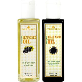                       PARK DANIEL Premium Grapeseed oil and Black Seed(Kalonji) oil combo pack of 2 bottles of 100 ml(200 ml) (200 ml)                                              