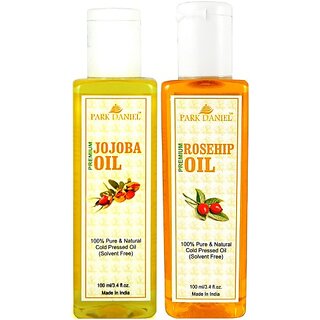                       PARK DANIEL Organic Rosehip oil and Jojoba oil - Natural & Undiluted combo of 2 bottles of 100 ml (200ml) (200 ml)                                              