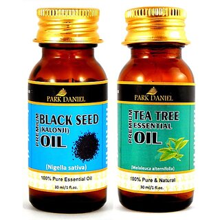                       PARK DANIEL Premium Black Seed (Kalonji)Oil and Tea tree essential oil combo pack of 2 bottles of 30 ml(60 ml) (60 ml)                                              