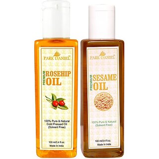 PARK DANIEL Organic Rosehip oil and Sesame oil - Natural & Undiluted combo of 2 bottles of 100 ml (200ml) (200 ml) PARK DANIEL Organic Rosehip oil and Sesame oil - Natural & Undiluted combo of 2 bottles of 100 ml (200ml) (200 ml)