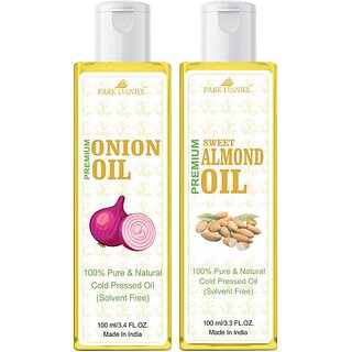 PARK DANIEL Onion Oil & Sweet Almond Oil Combo Pack Of 2 bottle of 100 ml(200 ml) (200 ml) PARK DANIEL Onion Oil & Sweet Almond Oil Combo Pack Of 2 bottle of 100 ml(200 ml) (200 ml)