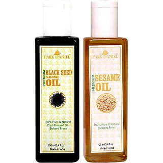 PARK DANIEL Premium Sesame oil and Black seed oil(Kalonji) combo pack of 2 bottles of 100 ml(200 ml) (200 ml) PARK DANIEL Premium Sesame oil and Black seed oil(Kalonji) combo pack of 2 bottles of 100 ml(200 ml) (200 ml)