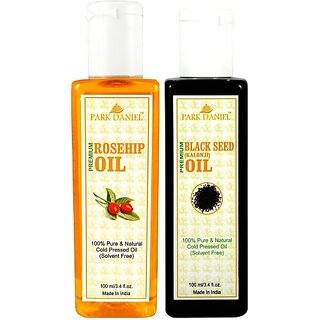                      PARK DANIEL Organic Rosehip oil and Black seed oil - Natural & Undiluted combo of 2 bottles of 100 ml (200ml) (200 ml)                                              