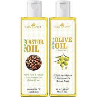 PARK DANIEL Premium Extra Light Olive Oil and Castor Oil Combo of 2 No.100 ml Bottles(200 ml) (200 ml) PARK DANIEL Premium Extra Light Olive Oil and Castor Oil Combo of 2 No.100 ml Bottles(200 ml) (200 ml)