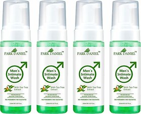 PARK DANIEL Men's Intimate Wash Maintain Ph Balance with TeaTree Extract Pack of 4 of 150ML (4 x 150 ml)
