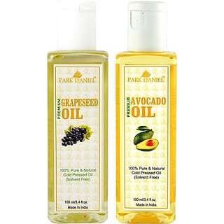 PARK DANIEL Premium Grapeseed oil and Avocado oil combo pack of 2 bottles of 100 ml(200 ml) (200 ml) PARK DANIEL Premium Grapeseed oil and Avocado oil combo pack of 2 bottles of 100 ml(200 ml) (200 ml)