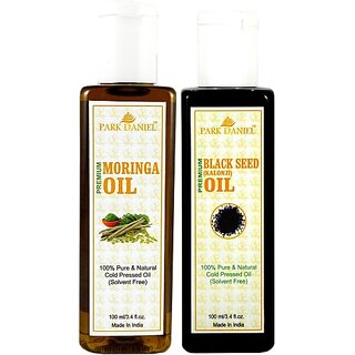 PARK DANIEL Organic Moringa oil and Black seed oil - Natural & Undiluted combo of 2 bottles of 100 ml (200ml) (200 ml) PARK DANIEL Organic Moringa oil and Black seed oil - Natural & Undiluted combo of 2 bottles of 100 ml (200ml) (200 ml)