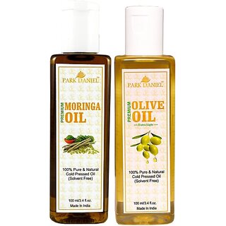 PARK DANIEL Organic Moringa oil and Olive oil - Natural & Undiluted combo of 2 bottles of 100 ml (200ml) (200 ml) PARK DANIEL Organic Moringa oil and Olive oil - Natural & Undiluted combo of 2 bottles of 100 ml (200ml) (200 ml)
