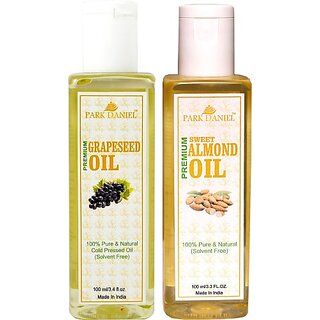                       PARK DANIEL Premium Grapeseed oil and Sweet almond oil combo pack of 2 bottles of 100 ml(200 ml) (200 ml)                                              
