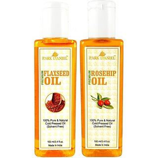 PARK DANIEL Organic Flaxseed oil and Rosehip oil - Natural & Undiluted combo of 2 bottles of 100 ml (200ml) (200 ml) PARK DANIEL Organic Flaxseed oil and Rosehip oil - Natural & Undiluted combo of 2 bottles of 100 ml (200ml) (200 ml)