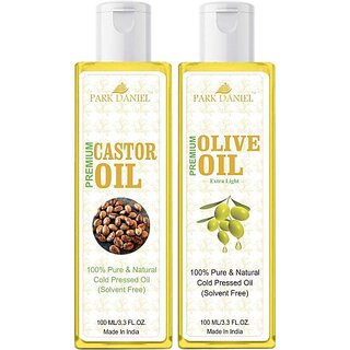                       PARK DANIEL Pure Olive Oil and Castor Oil Combo of 2 No.100 ml Bottles(200 ml) (200 ml)                                              