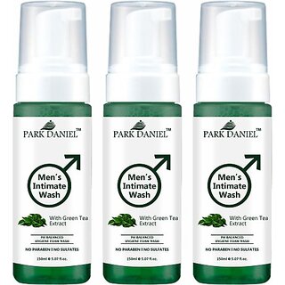                       PARK DANIEL Men's Intimate Wash Maintain Ph Balance with Green Tea Extract Pack 3 of 150ML (3 x 150 ml)                                              