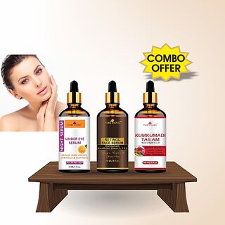                       PARK DANIEL Under Eye Serum, Retinol Face Serum & Kumkumadi Tailam Face Oil Combo Set of 3 Bottles of 30 ml(90 ml) (90 ml)                                              