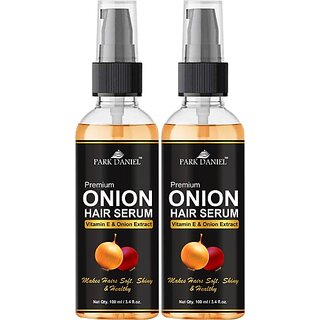                       PARK DANIEL Premium Onion Hair Serum With Vitamin E and Onion Extract-For Silky & Smooth Hair Combo Pack 2 Bottle of 100 ml(200 ml) (200 ml)                                              