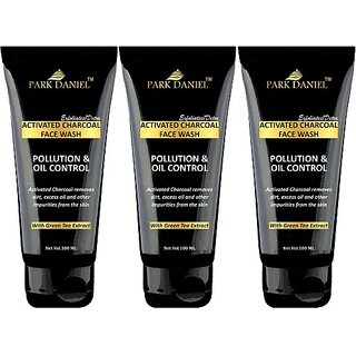                      PARK DANIEL Activated Charcoal - Pollution & Oil Control- To Remove dirt, Excess Oil & other impurities from the Skin Combo pack of 3 tubes of 100 ml(300 ml) Face Wash (300 ml)                                              